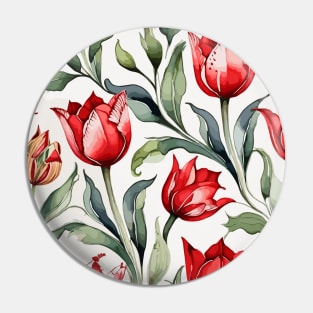 Red Green Turkish Tulips Ottoman Pattern Pin