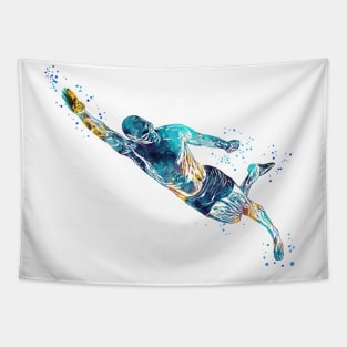 Swimmer Diving in Water Tapestry