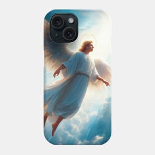 Blonde angel flying in the blue sky Phone Case