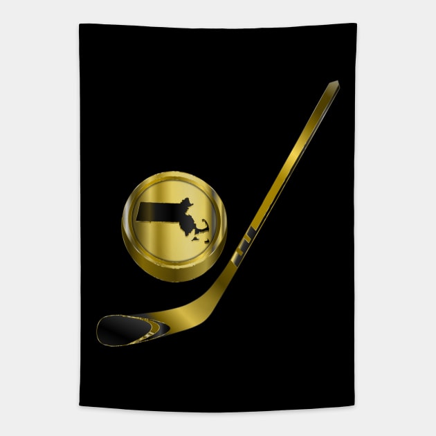 NHL - MA Gold Black Stick and Puck Tapestry by geodesyn