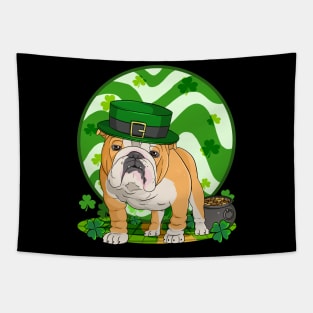 English Bulldog Dog St Patricks Day Irish Leprechaun Tapestry