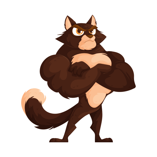 Musclebound Brown Cat by Javvani