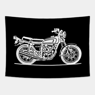 CB360T Motorcycle White Sketch Art Tapestry