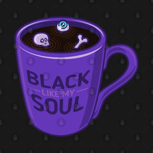 Black like my soul coffee mug with skull and bone by Sugar & Bones