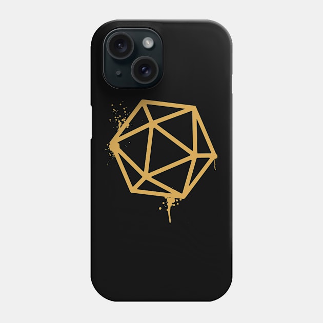 D20 Dice Bronze Spray Paint RPG Phone Case by pixeptional