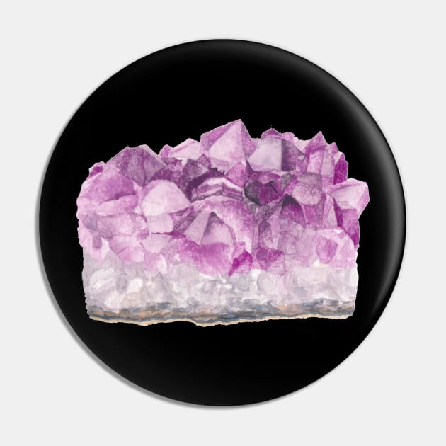 Amethyst Watercolour Painting Pin by Flowering Words