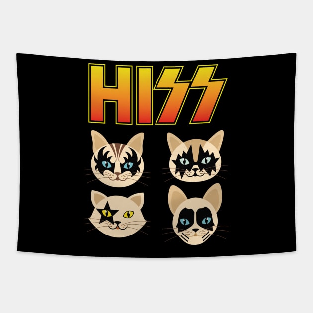 'Hiss Funny Cat Band' Cute Cats Adorable Tapestry by ourwackyhome