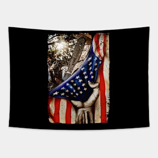 American Chainsaw Operator Tapestry