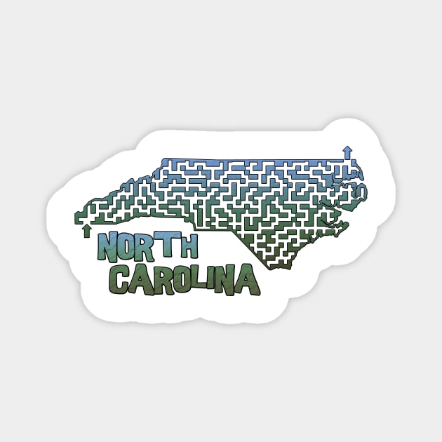 North Carolina State Outline Maze & Labyrinth T-Shirt Magnet by gorff