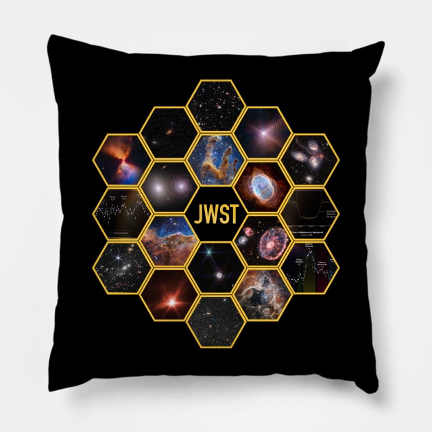 James Webb Space Telescope Mosaic Pillow by Circulartz