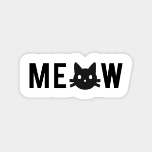 meow, text design, word art with black cat head Magnet