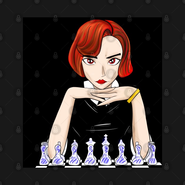 beth harmon the chess queen gambit ecopop art by jorge_lebeau