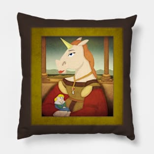 Young Unicorn with Girl Pillow