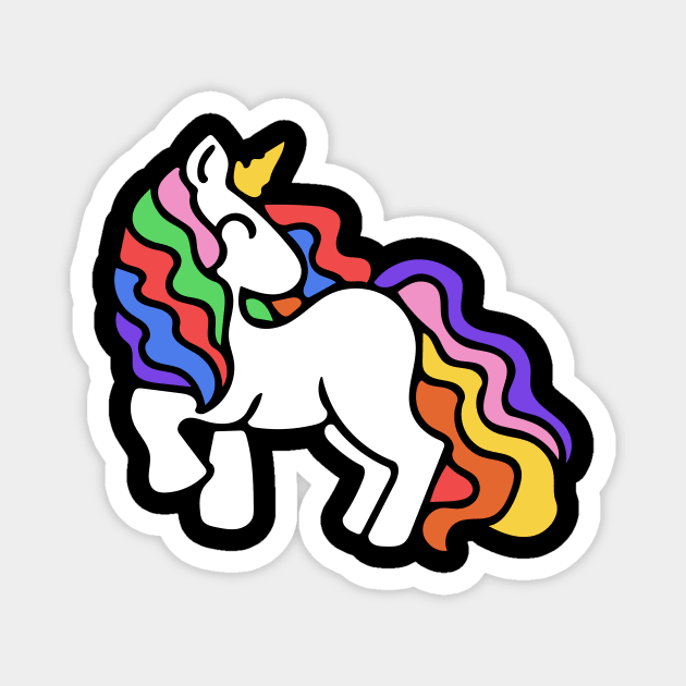 Retro Rainbow Unicorn Magnet by bubbsnugg