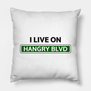 I live on Hangry Blvd Pillow