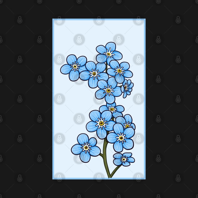 Vintage doodle illustration of Myosotis Alpestris or Forget-Me-Not flower by Wahyuwm48