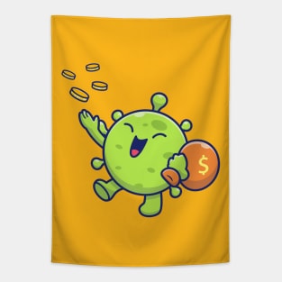 Cute virus with money 4 Tapestry