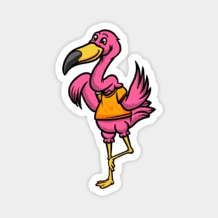 Cute Anthropomorphic Human-like Cartoon Character Flamingo in Clothes Magnet