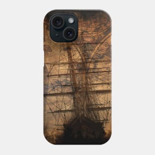 Cutting the Waves - Clipper Sailing Ship and Old World Map Phone Case