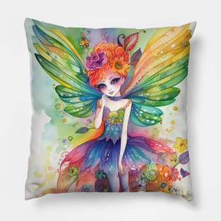 Bright Fairy in the Floral Garden Pillow