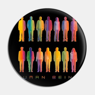 Human Beings Rainbow Silhouette Pin