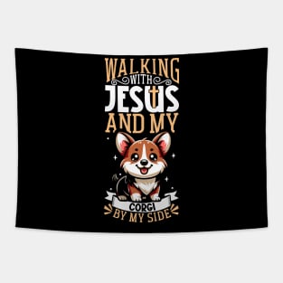 Jesus and dog - Pembroke Welsh Corgi Tapestry