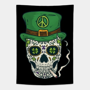 Cool Boho Sugar Skull Saint Patrick's Day Tapestry