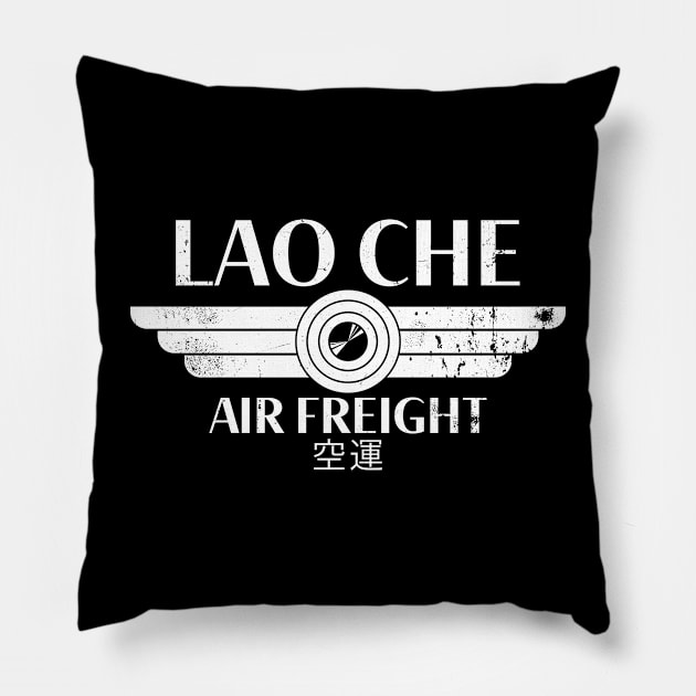 Lao Che Air Freight - white distressed Pillow by spicytees