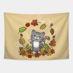 Happy Fall Kitty Tapestry