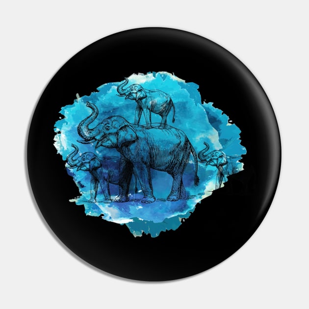 Elephant Water Color Pin by ZarenBeck