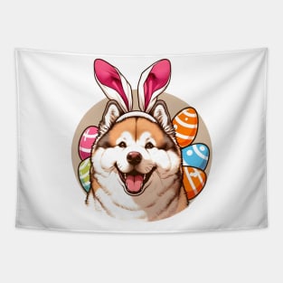 Kishu Ken Wears Bunny Ears for Easter Fun Tapestry