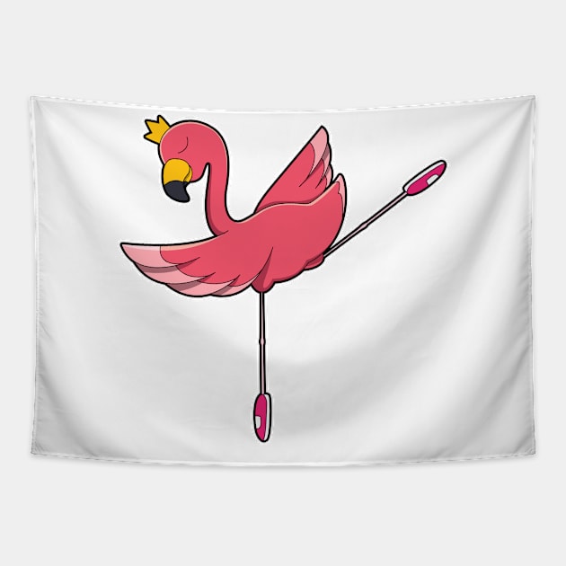 Flamingo as Ballerina at Ballet with Crown Tapestry by Markus Schnabel