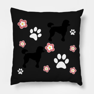 Black Poodle Dog Gifts, on Blue Pillow