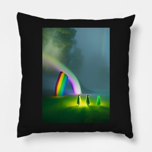GHOSTS ADMIRE A HALLOWEEN RAINBOW Pillow
