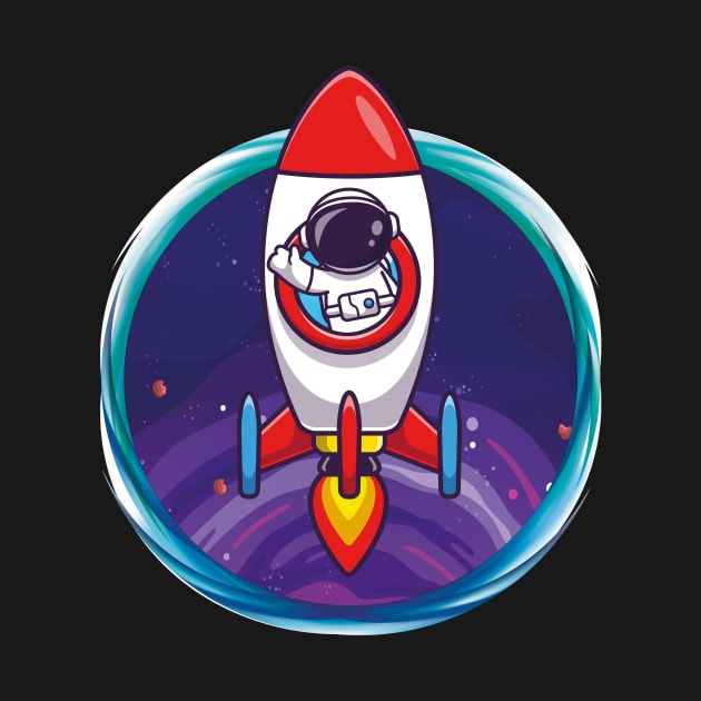 Astronaut Rides Rocket by Gozelle