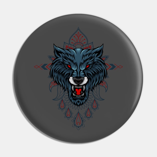 Wolf Mandala Pin by JagatKreasi