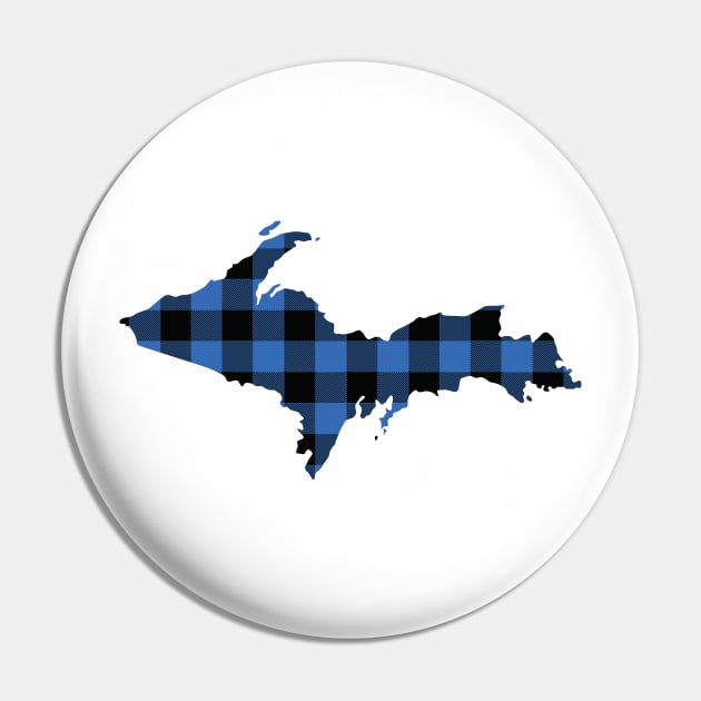 Upper Peninsula of Michigan Blue Flannel State Pin by DoctorWatsonDesigns