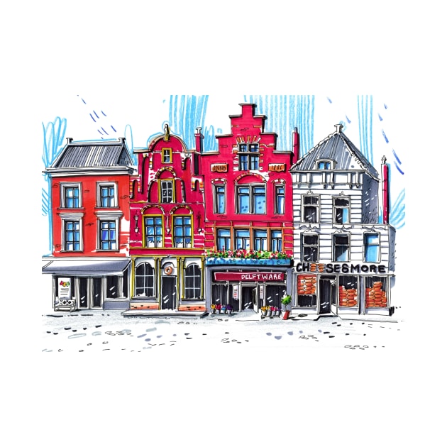 Urban sketch | Delft | Holland by BlueInkStudio