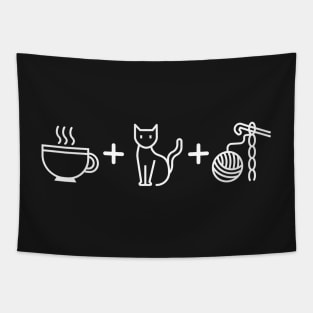 Coffee, Cats & Crochet - black Tapestry