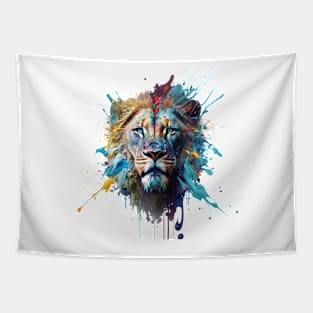 Lion Splash Art: Vibrant Fantasy Portrait #1 Tapestry