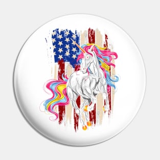 Americorn Patriotic Unicorn America Stars Flag Premium Pin