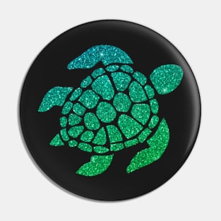 Green Ombre Faux Glitter Turtle Pin