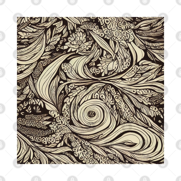 Vintage Florals Brown Swirl Floral Design by VintageFlorals