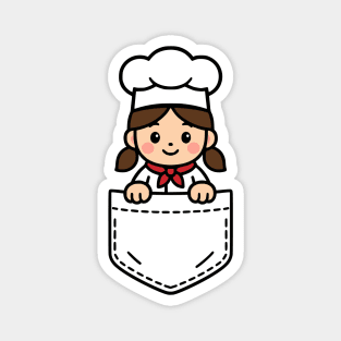 Funny Girl Chef Pocket Pal Cute Chef Cook Cooking Kitchen Magnet