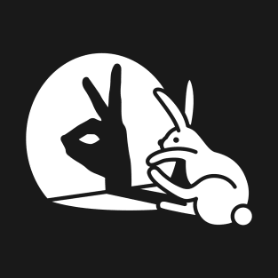 Funny Rabbit hand shadow projection bunny hare pop art T-Shirt