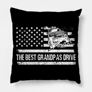 The Best Grandpas Drive Jeeps American Flag Father's Day Gift Papa Jeep 4th of July Pillow