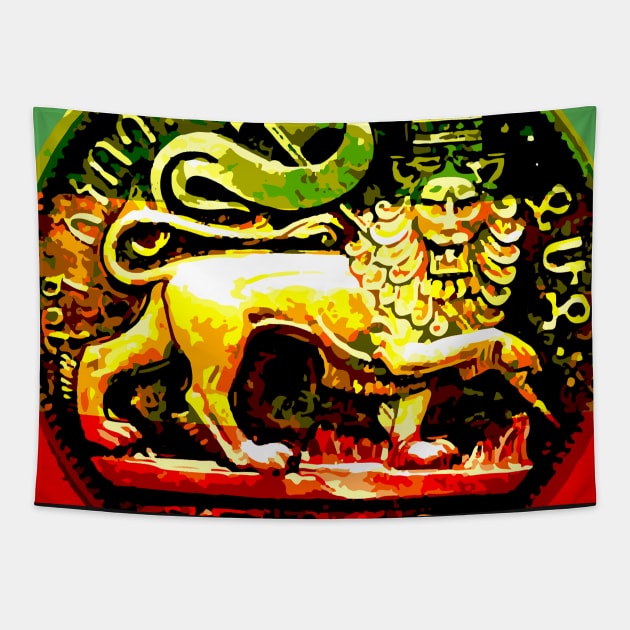 Jah Rastafari Ancient Lion of Judah Design Tapestry by rastaseed