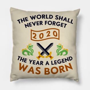 2020 The Year A Legend Was Born Dragons and Swords Design Pillow