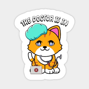 Cute orange Cat is a doctor Magnet