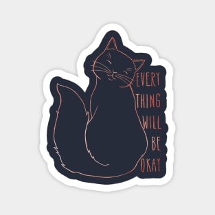 Everything Will Be Ok Cat - Rose Gold Magnet